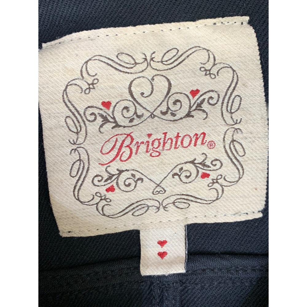 Brighton Women's Black Denim Jacket Rhinestone Flower Buttons Heart Embroidery - Picture 4 of 10